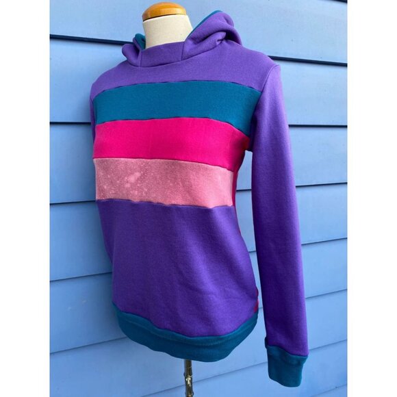 Galactic Swirl Upcycled Hoodie with Pockets Sweatshirt One-Of-A-Kind MungoCrafts - Picture 3 of 6